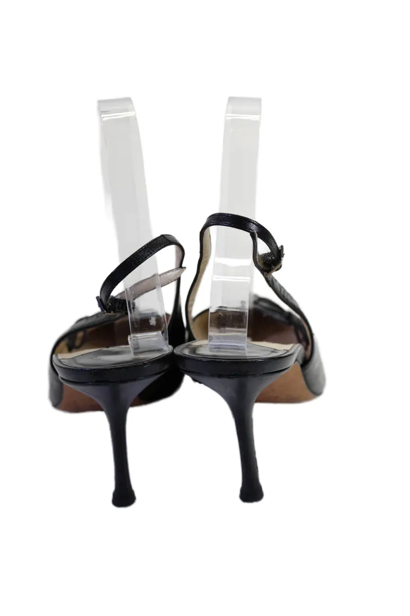 Jimmy Choo Escarpins Femme à Bout Pointu et Bride Cheville en Cuir Noir_Jimmy-Choo