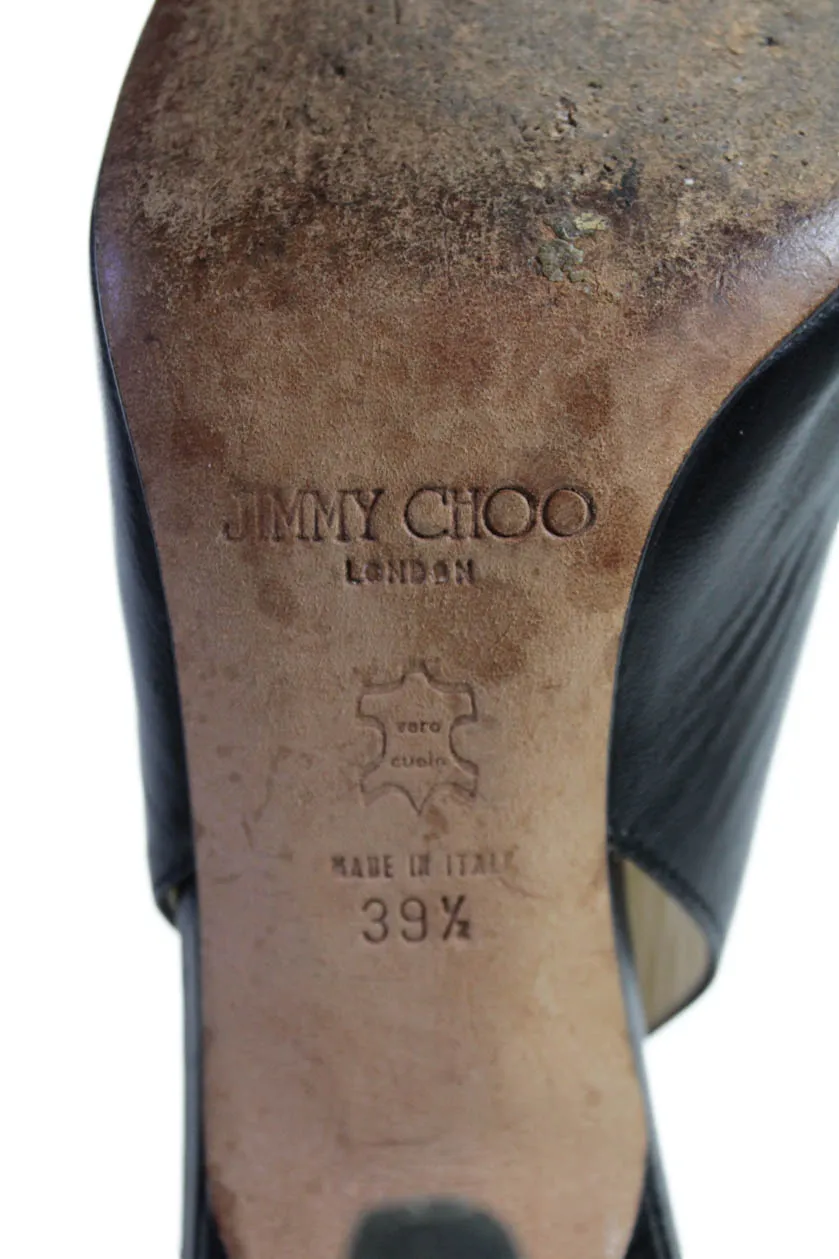 Jimmy Choo Escarpins Femme à Bout Pointu et Bride Cheville en Cuir Noir_Jimmy-Choo