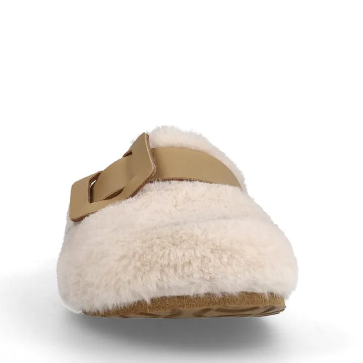Joelina Chaussons en simili-shearling vegan pour femmes | Blanc