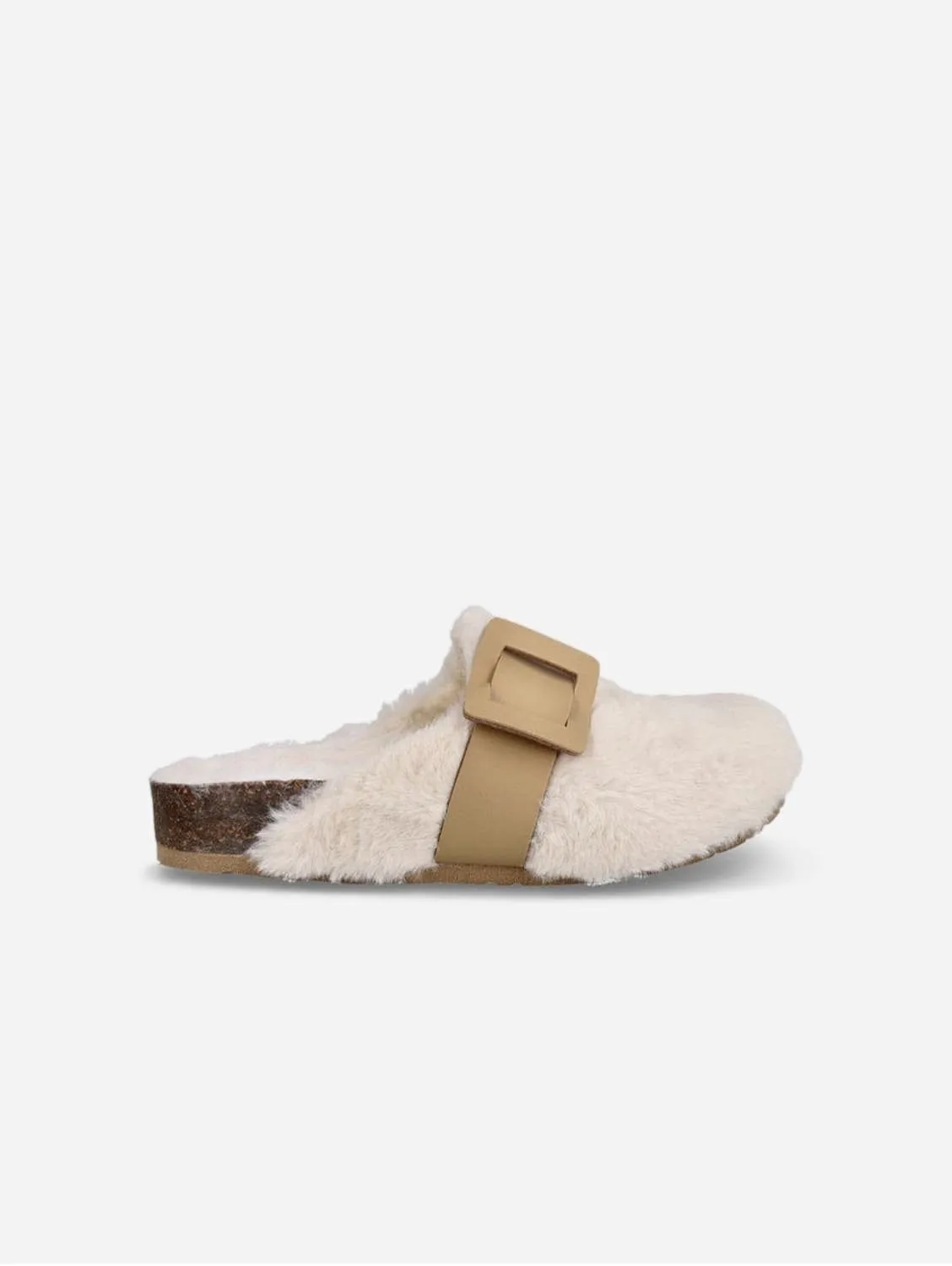 Joelina Chaussons en simili-shearling vegan pour femmes | Blanc
