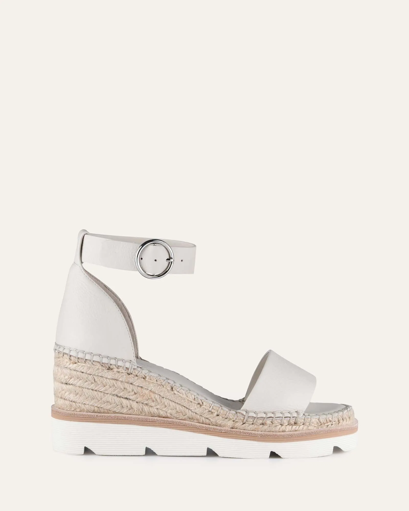 KELLY WEDGES À TALON MOYEN EN CUIR BONE