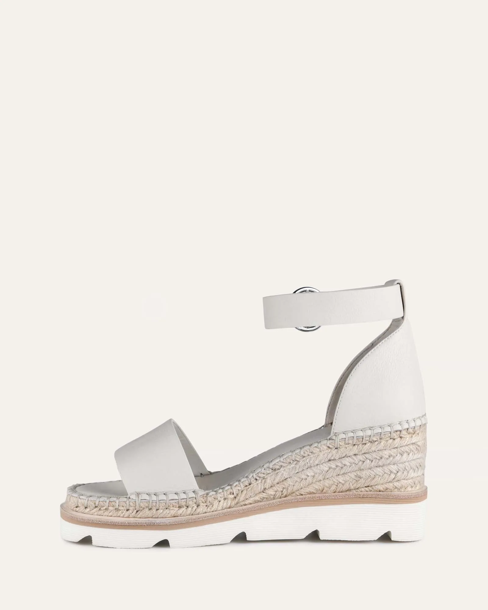 KELLY WEDGES À TALON MOYEN EN CUIR BONE