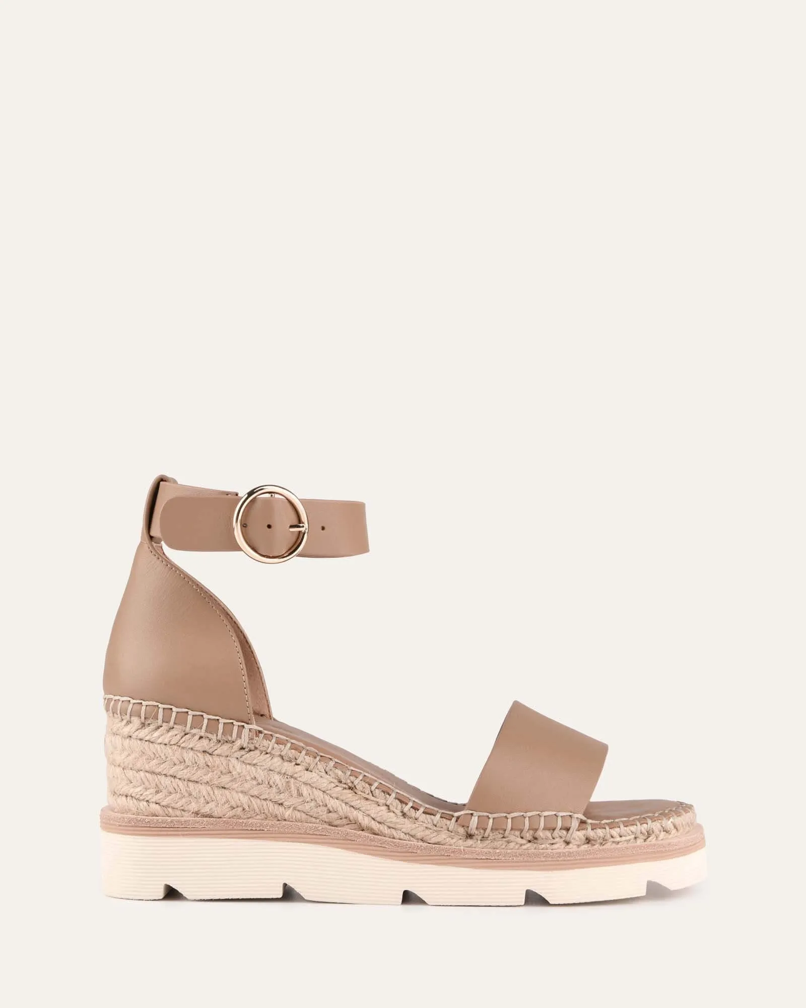 KELLY WEDGES À TALON MID EN CUIR TAN