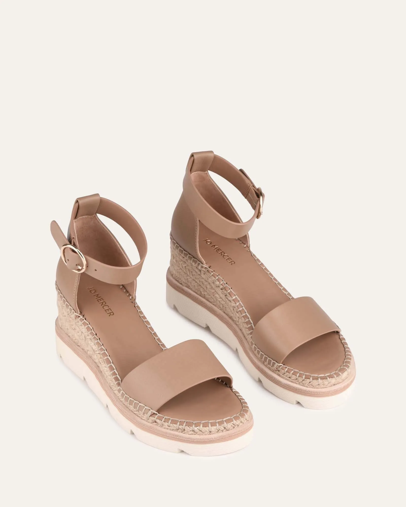 KELLY WEDGES À TALON MID EN CUIR TAN