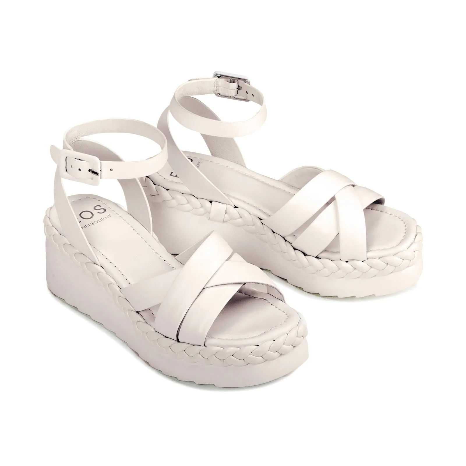SANDALES À TALON COMPENSÉ EN CUIR MELANA