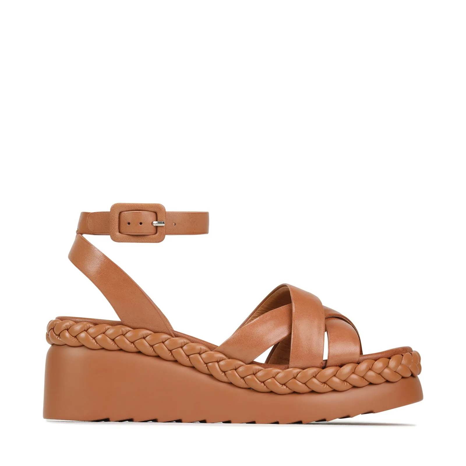 SANDALES À TALON COMPENSÉ EN CUIR MELANA