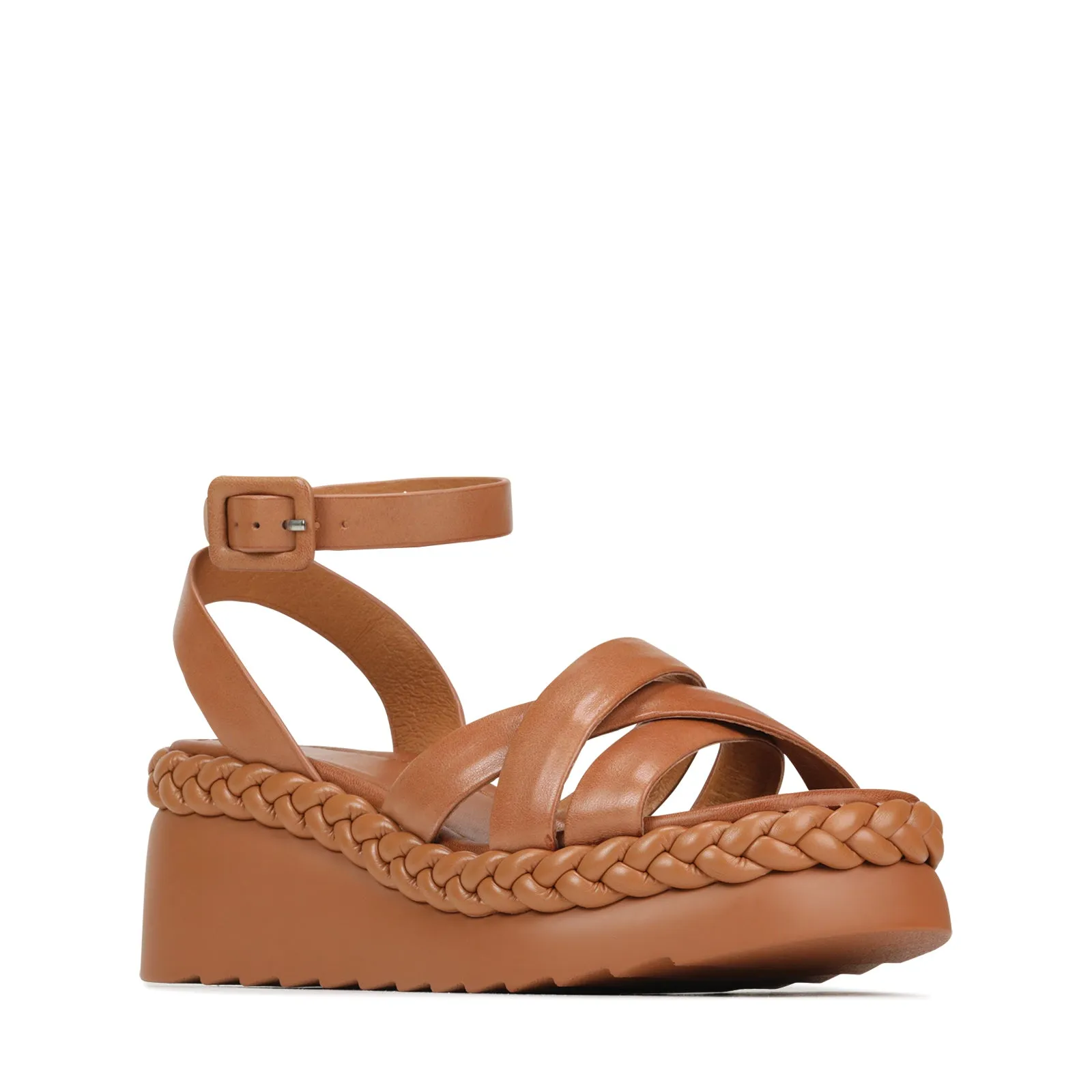 SANDALES À TALON COMPENSÉ EN CUIR MELANA