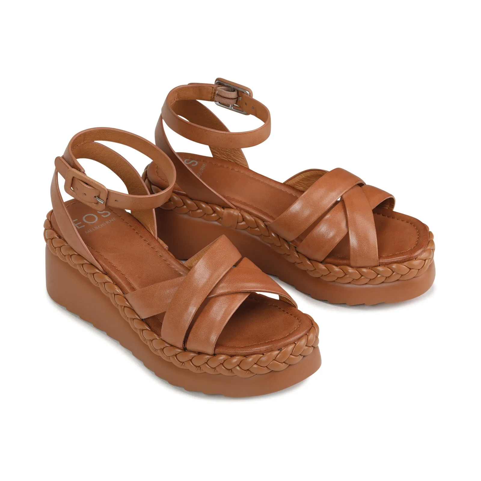 SANDALES À TALON COMPENSÉ EN CUIR MELANA