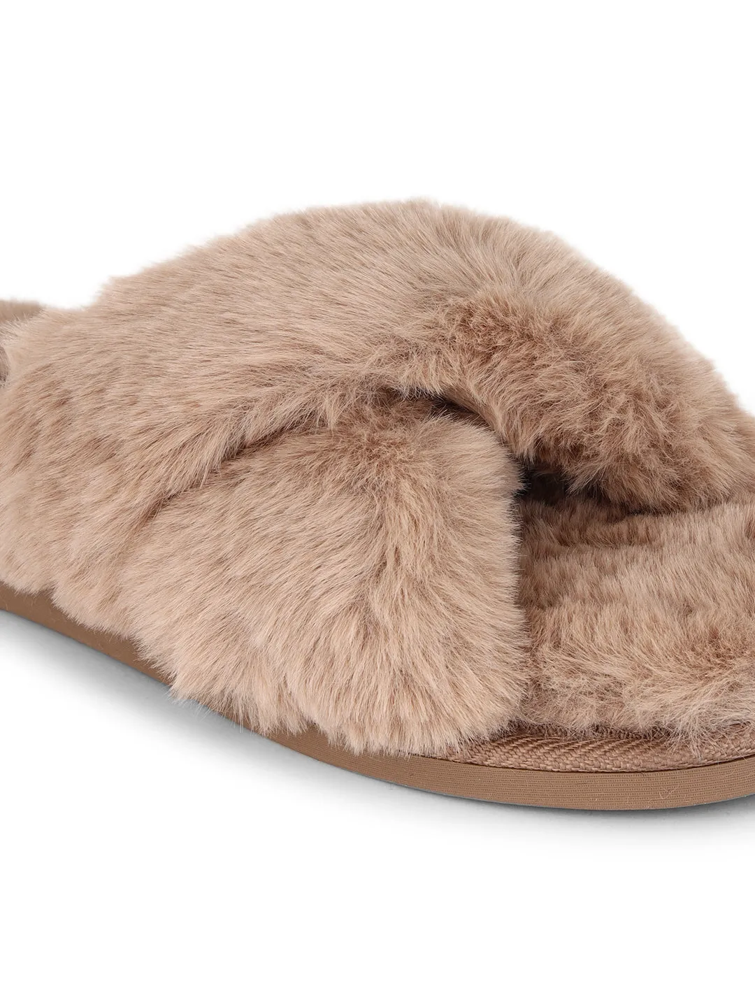 Mocca Fourrure Hiver Pantoufles Douillettes Confortables (TC-INDSLIP1-MOC)
