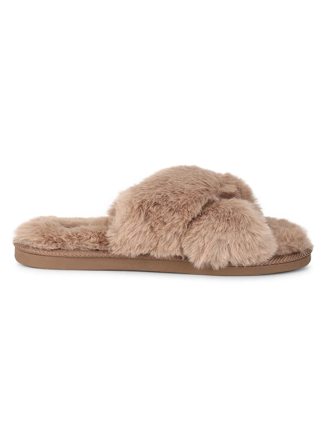 Mocca Fourrure Hiver Pantoufles Douillettes Confortables (TC-INDSLIP1-MOC)