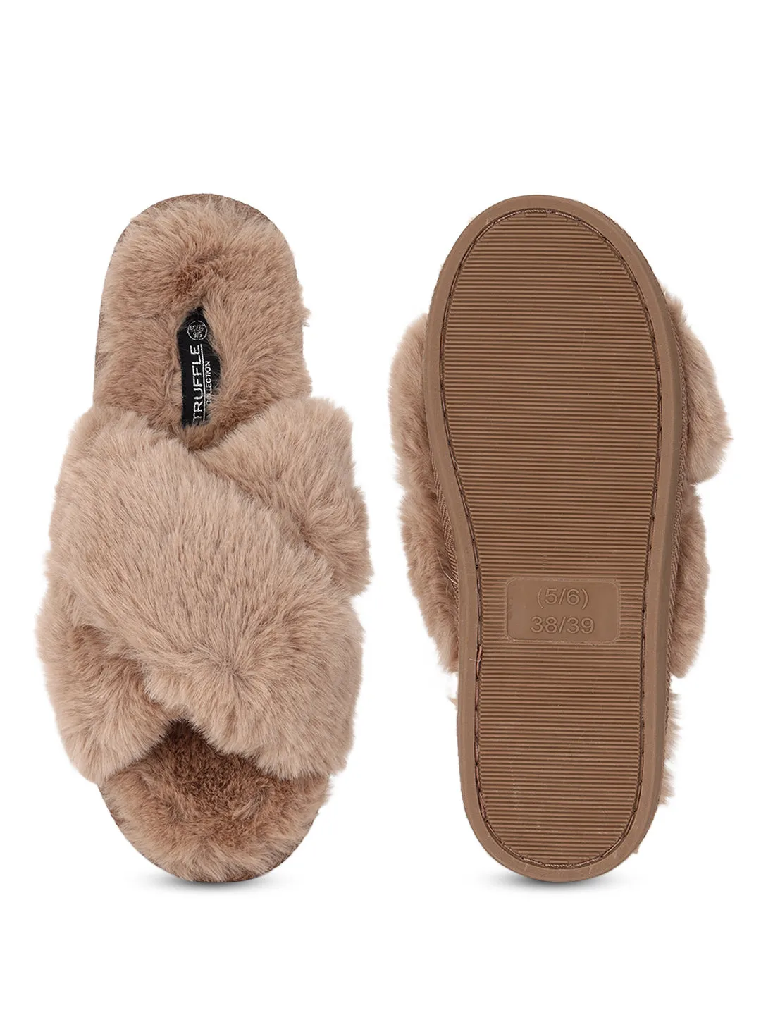 Mocca Fourrure Hiver Pantoufles Douillettes Confortables (TC-INDSLIP1-MOC)