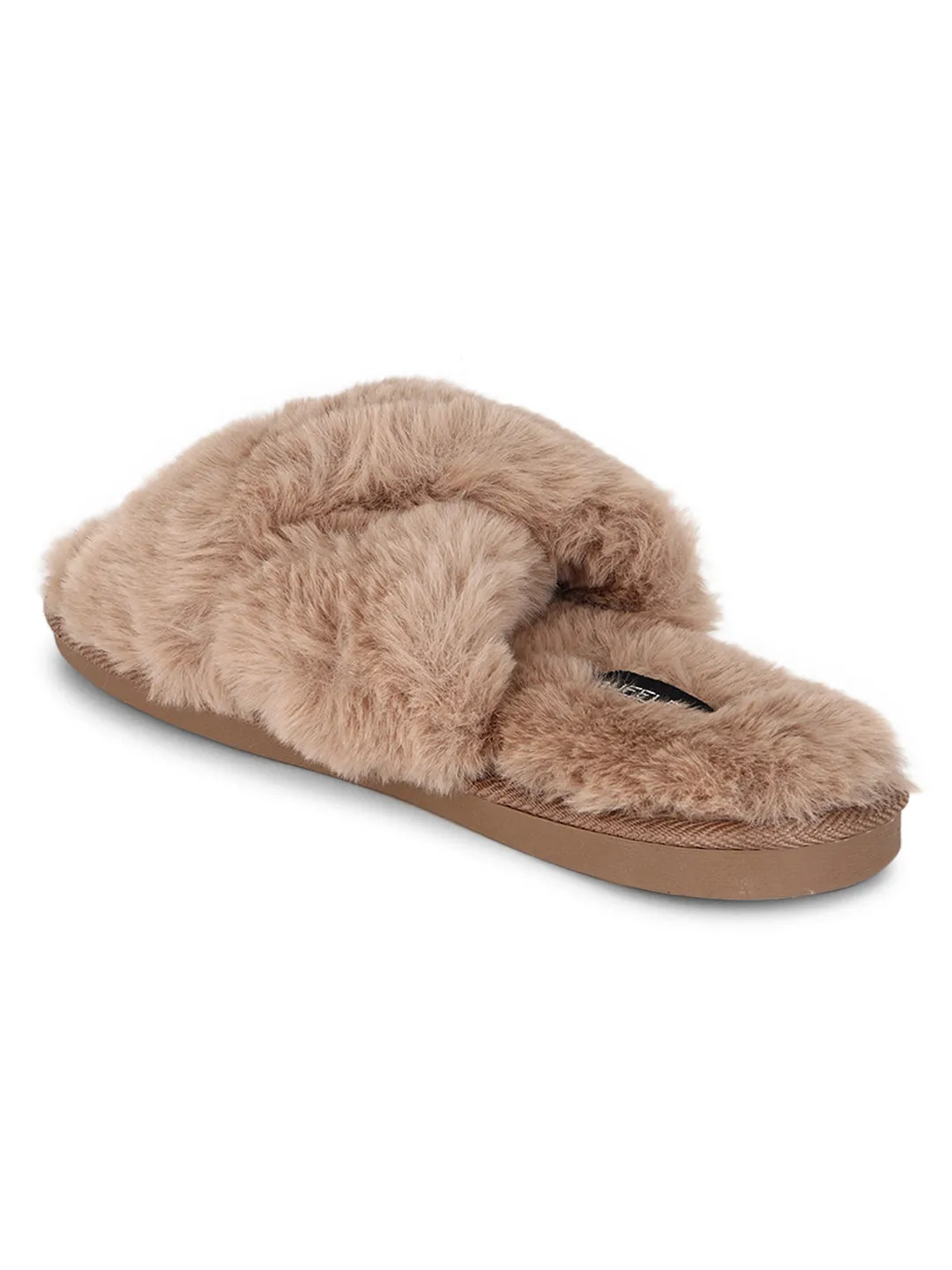Mocca Fourrure Hiver Pantoufles Douillettes Confortables (TC-INDSLIP1-MOC)