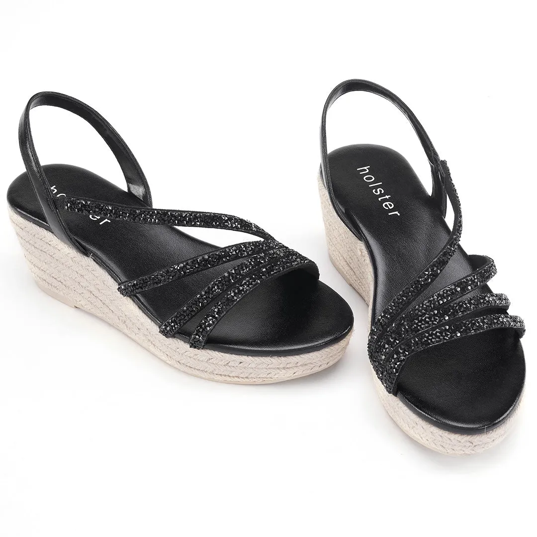 Espadrille de fête - Noir