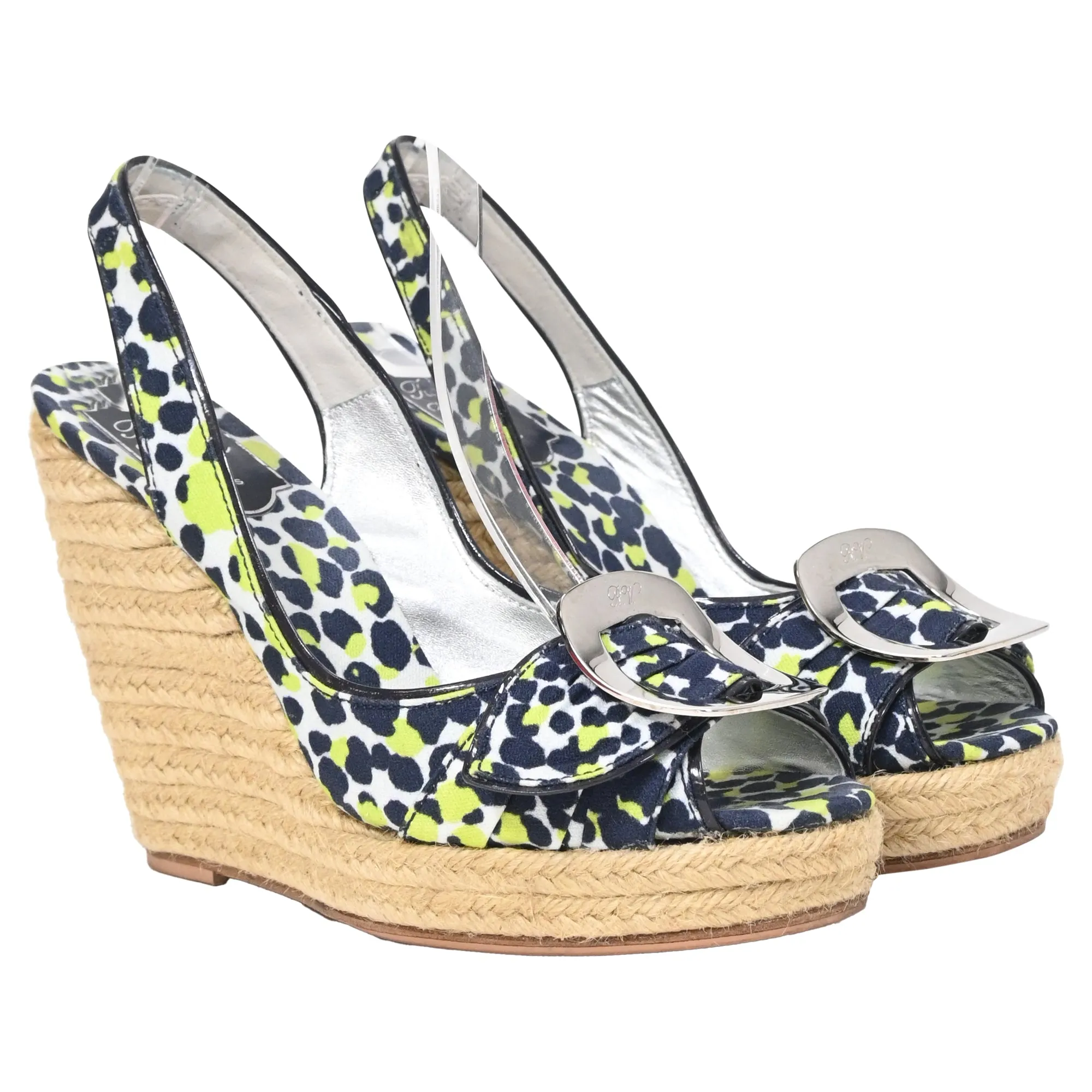 Escarpins compensés Roger Vivier à brides multicolores en toile