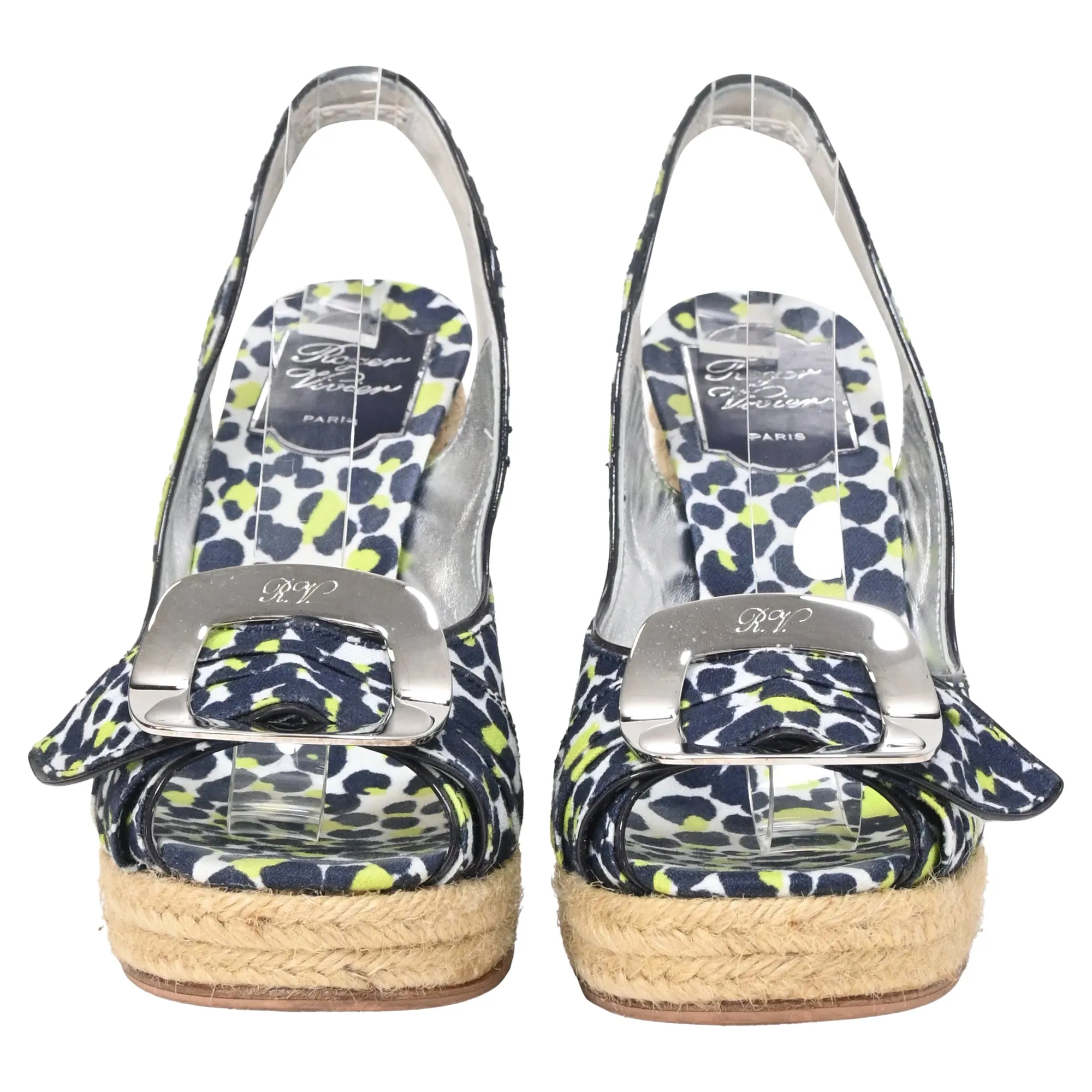 Escarpins compensés Roger Vivier à brides multicolores en toile