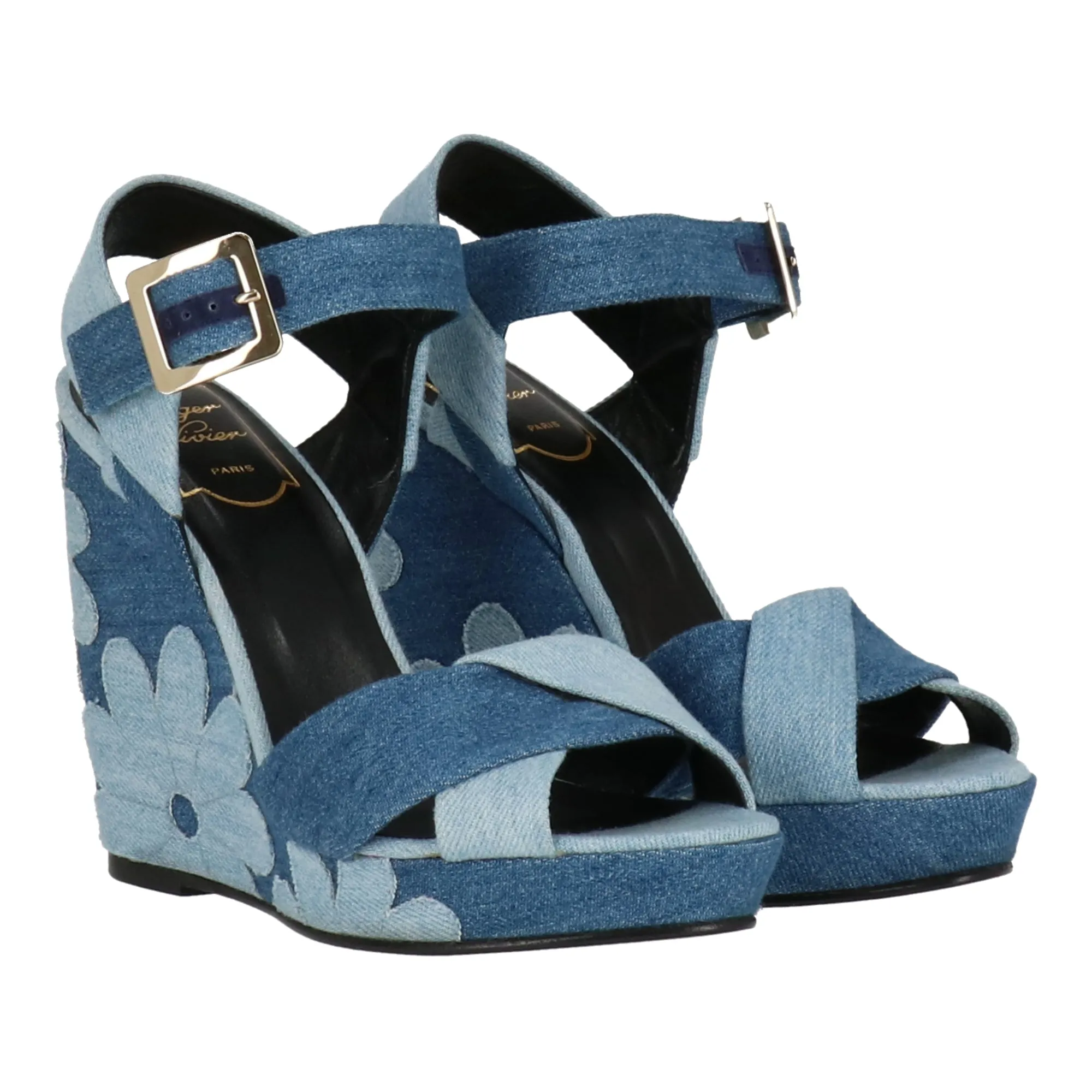 Roger Vivier Escarpins Femme à Talon Compensé Bleu Multicolore_Roger-Vivier