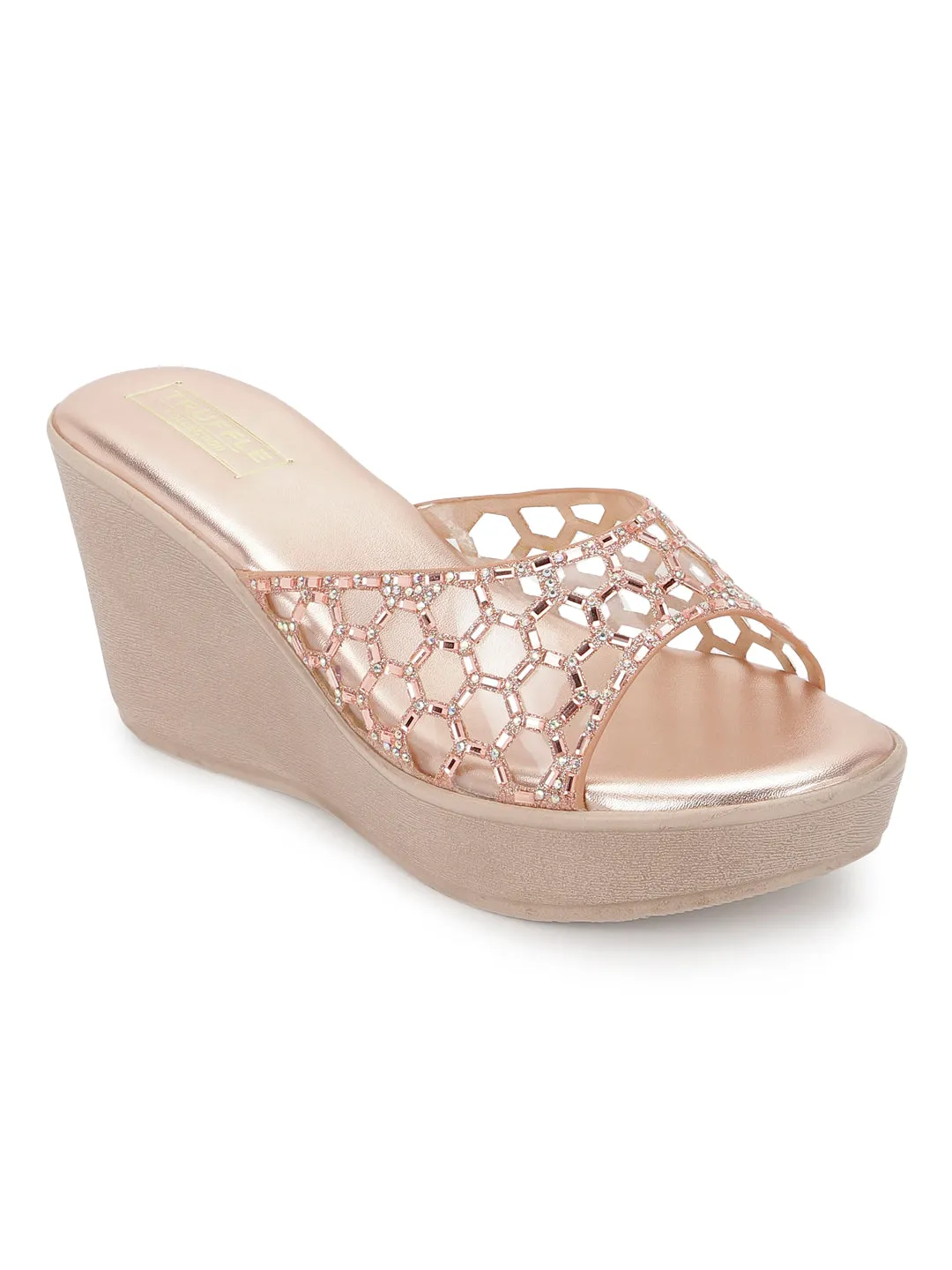 Escarpins compensés en PU rose gold (TC-SLC-242-RGLD)