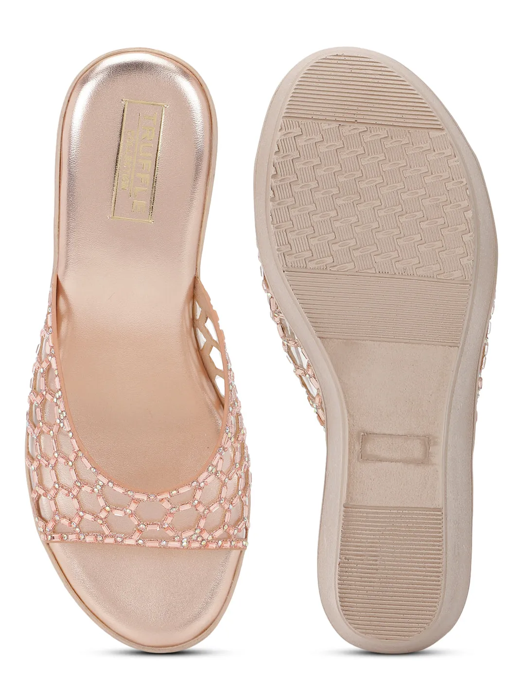 Escarpins compensés en PU rose gold (TC-SLC-242-RGLD)