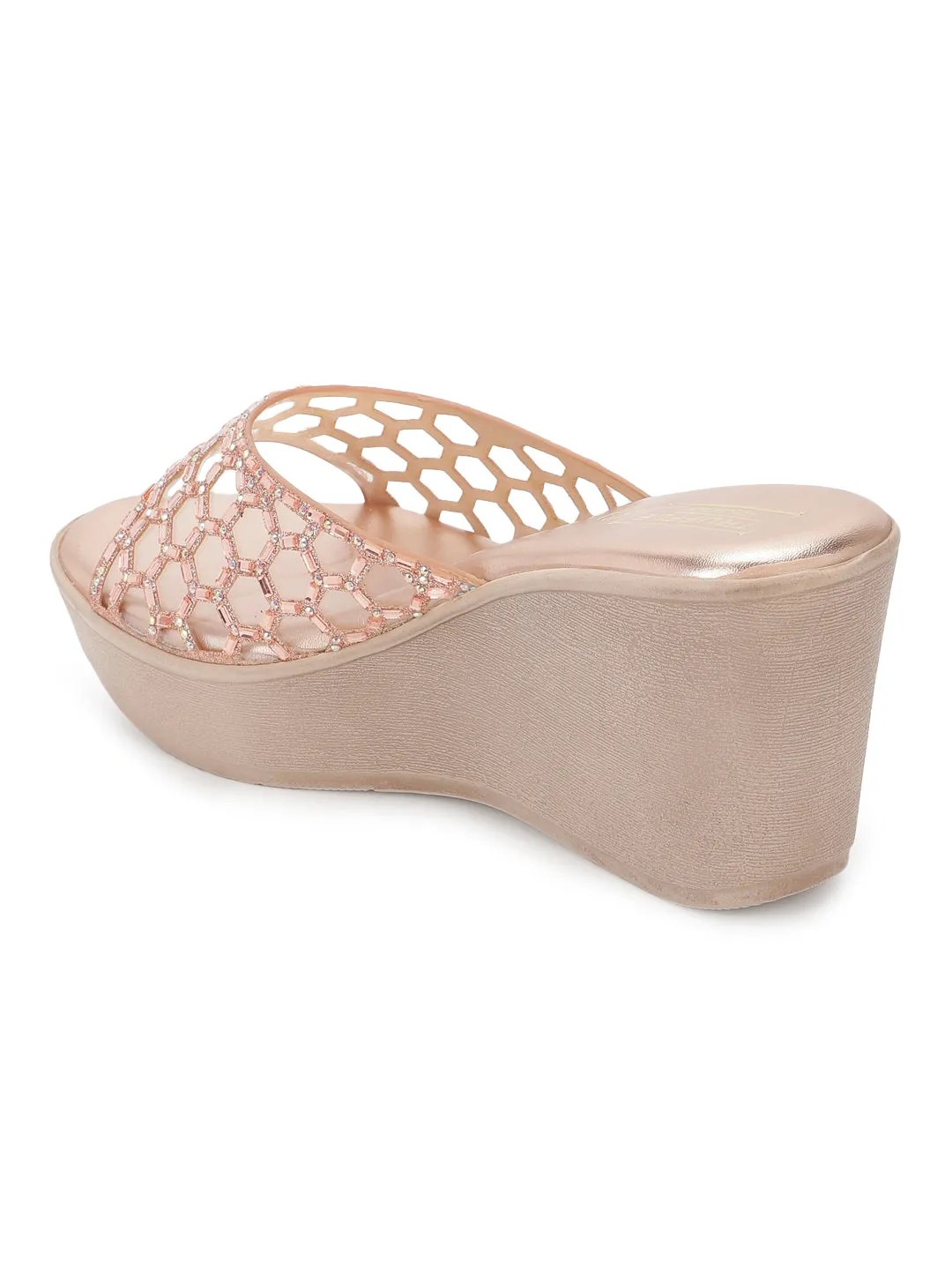 Escarpins compensés en PU rose gold (TC-SLC-242-RGLD)