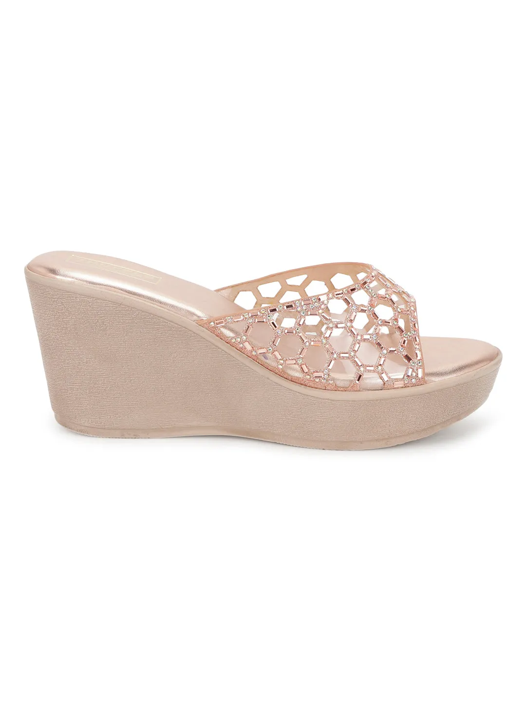 Escarpins compensés en PU rose gold (TC-SLC-242-RGLD)