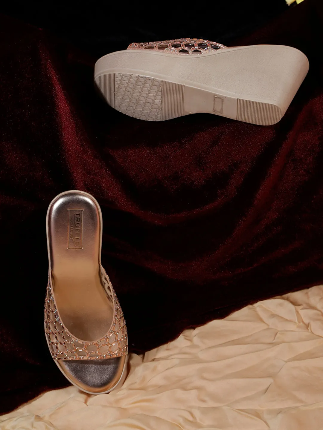 Escarpins compensés en PU rose gold (TC-SLC-242-RGLD)