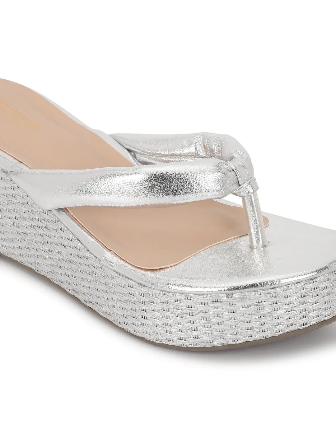 Wedges à enfiler en PU argenté (TC-G08407-SIL)