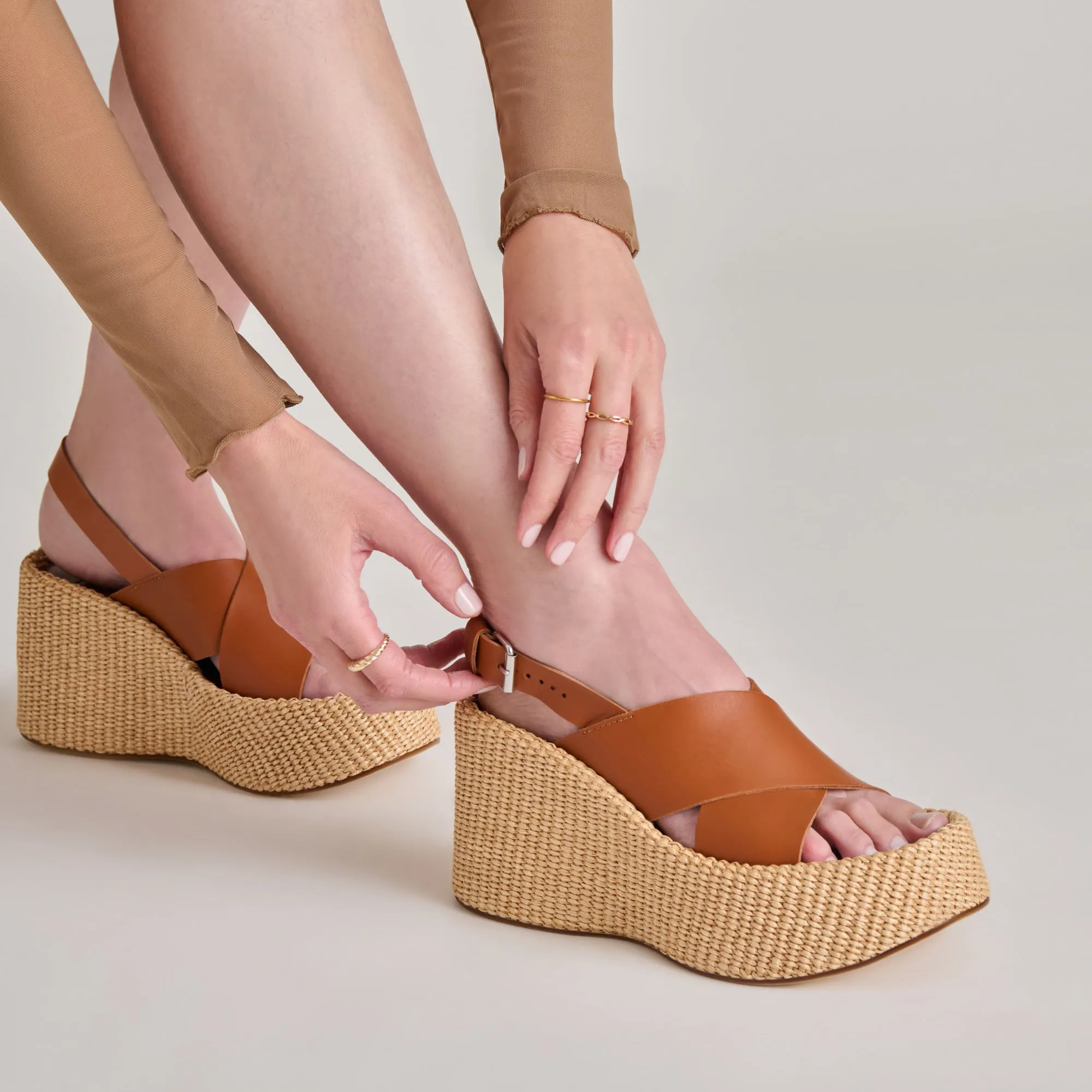 SKYLAR WEDGES CUIR MARRON