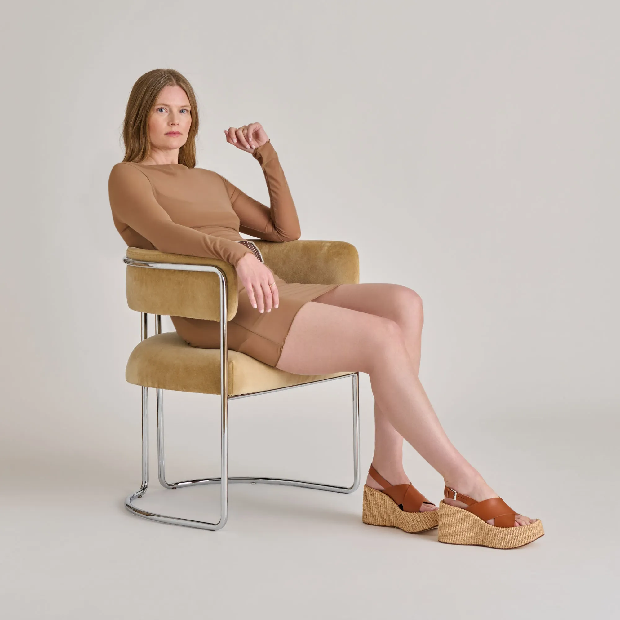 SKYLAR WEDGES CUIR MARRON