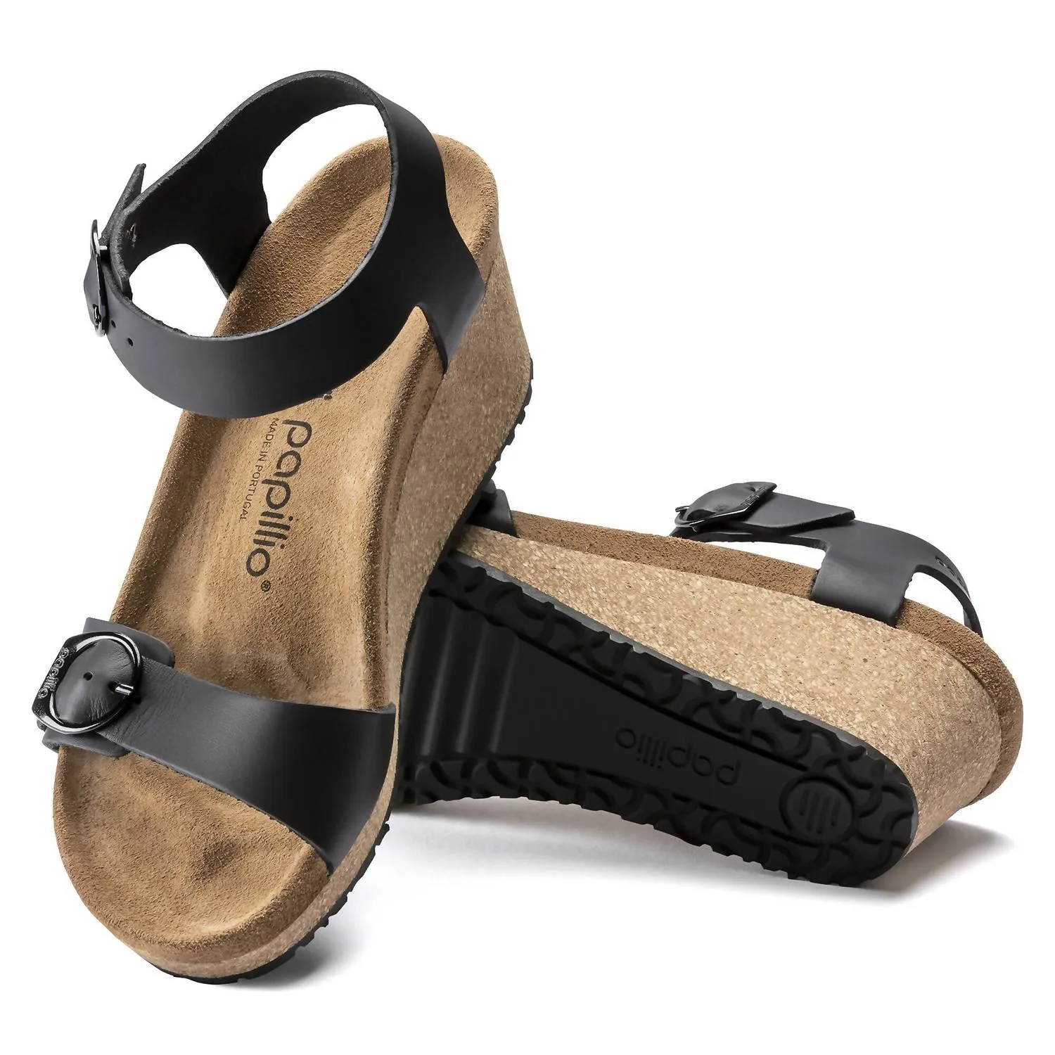 Sandalie Wedge à Boucle Soley en Noir