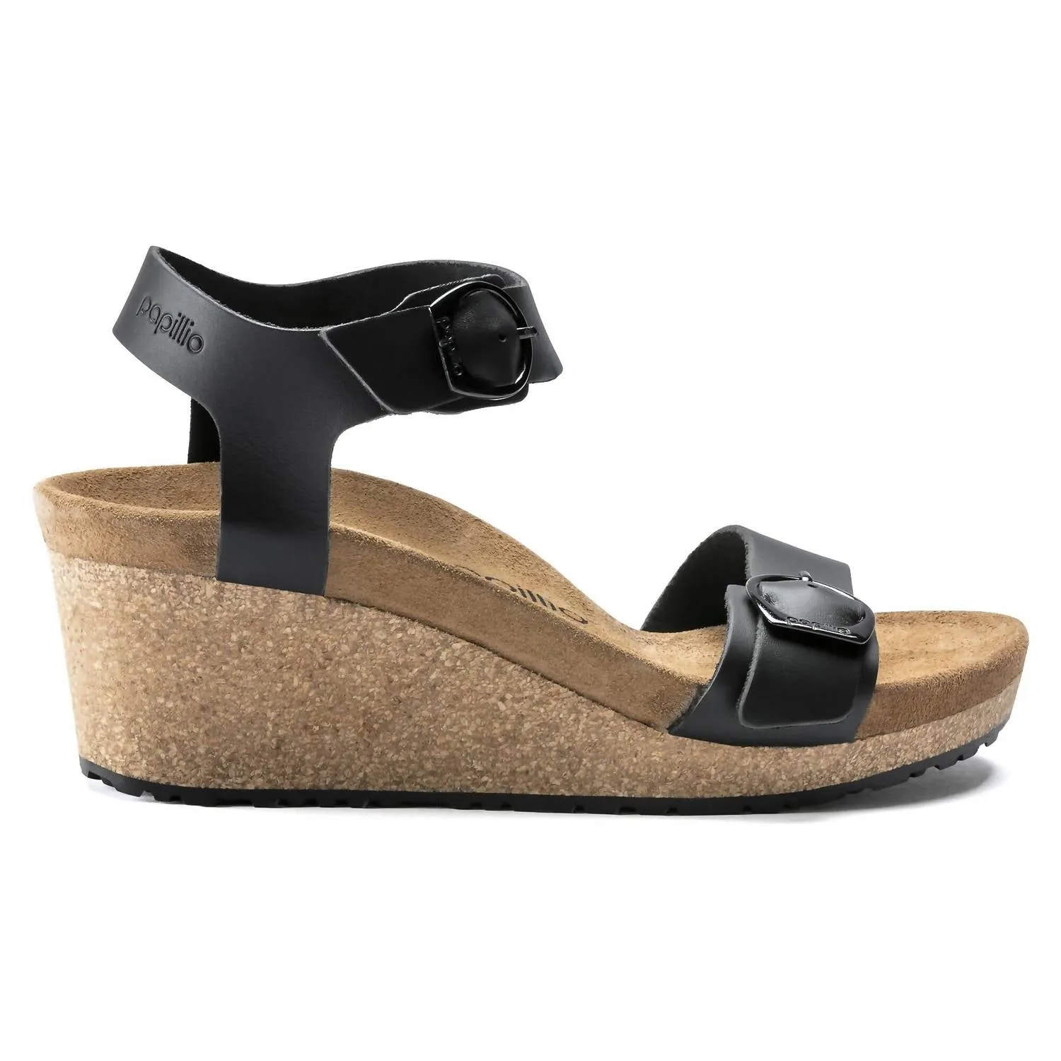 Sandalie Wedge à Boucle Soley en Noir