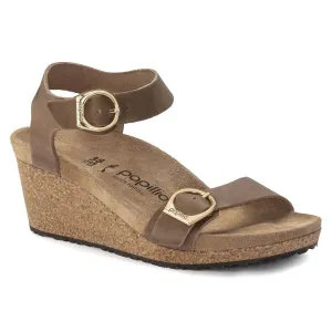 Soley Ring-Buckle Wedge Sandal In Cognac
