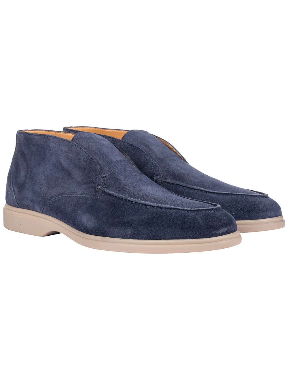Bottes Suède à la Cheville Bleu Marine