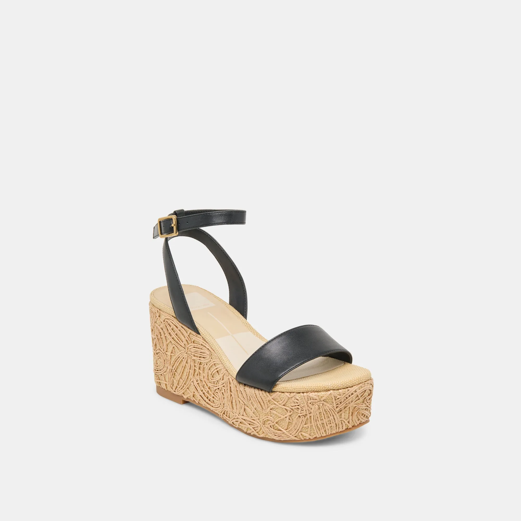 TALISA WEDGES EN CUIR NOIR