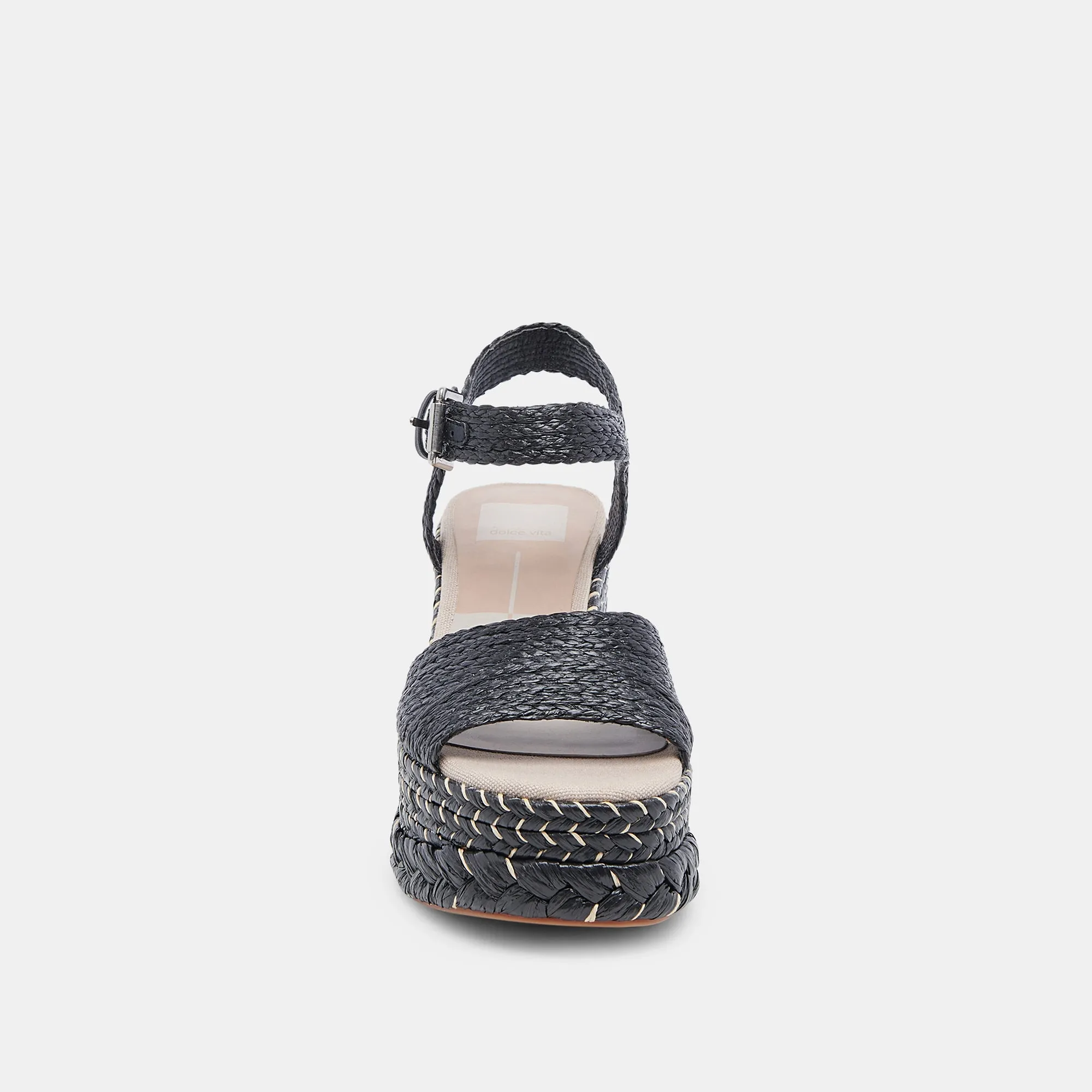 TIAGO WEDGES EN RAFFIA NOIR