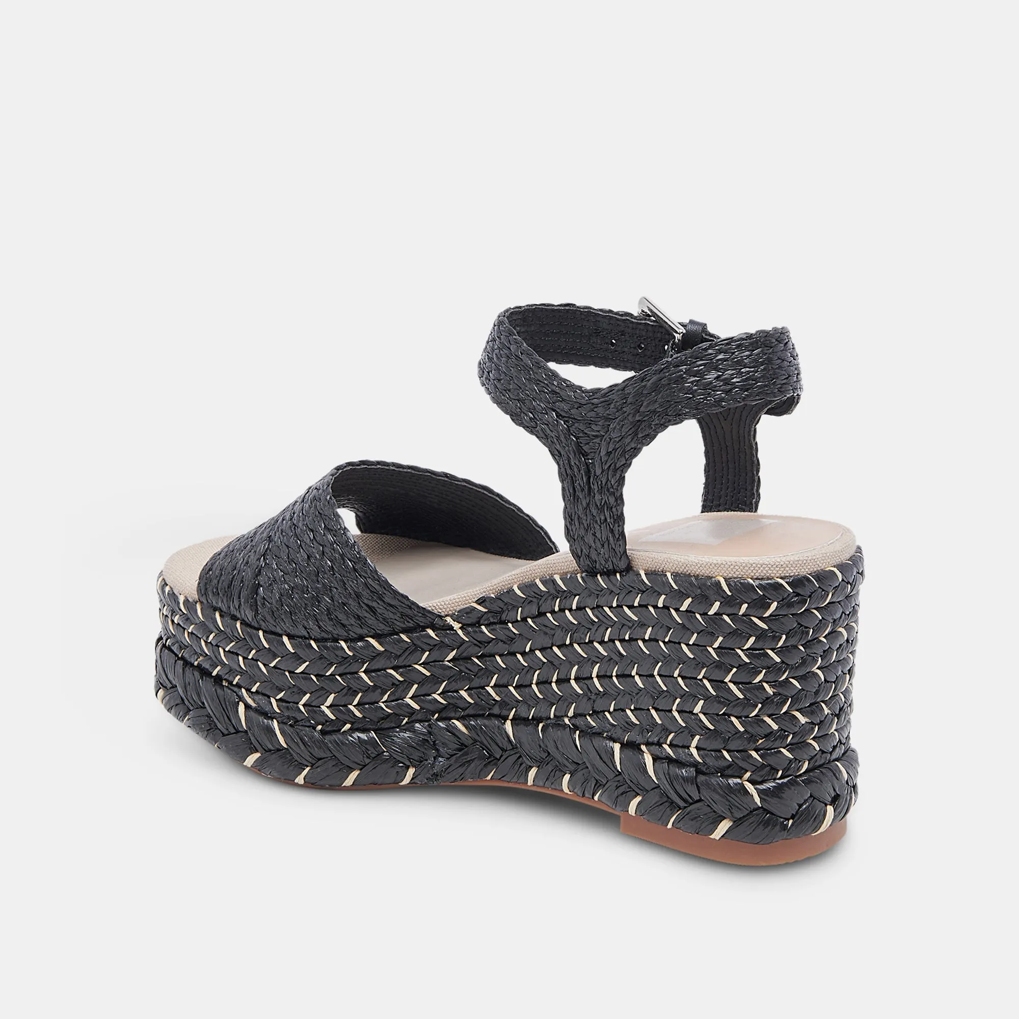 TIAGO WEDGES EN RAFFIA NOIR