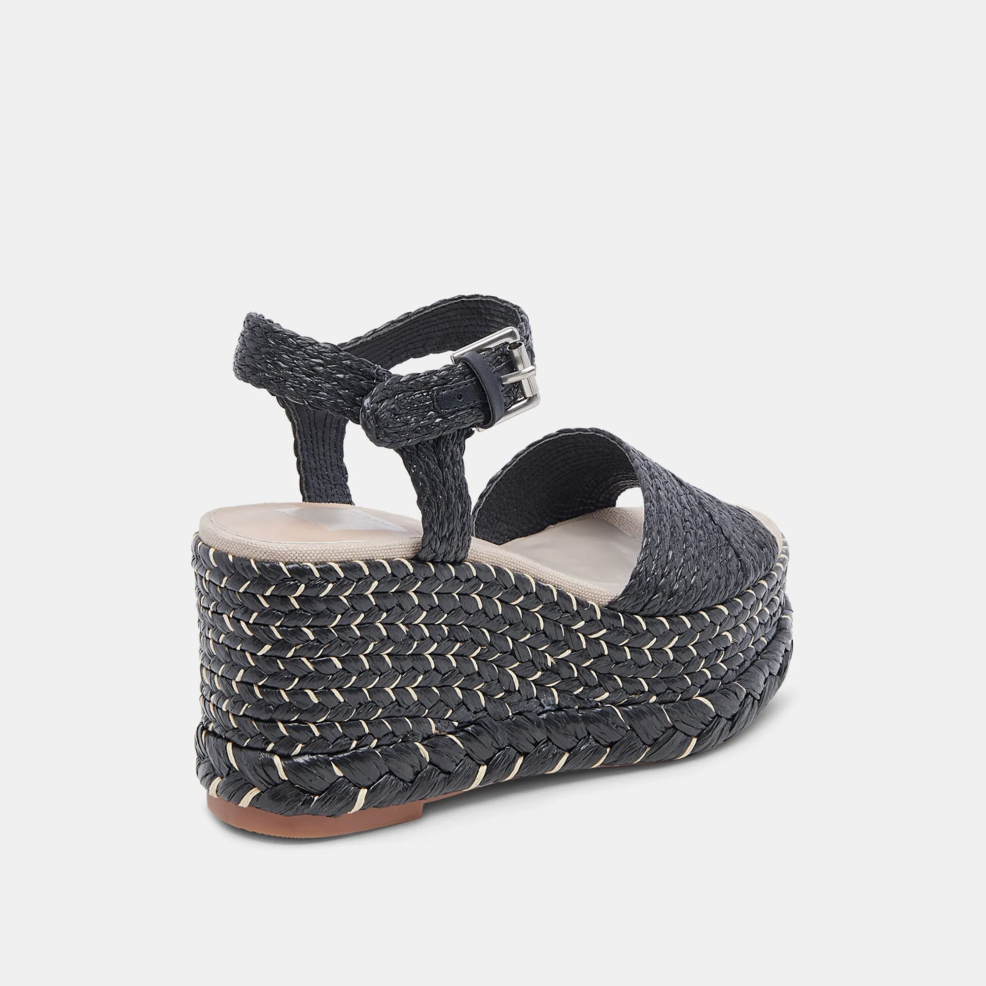 TIAGO WEDGES EN RAFFIA NOIR