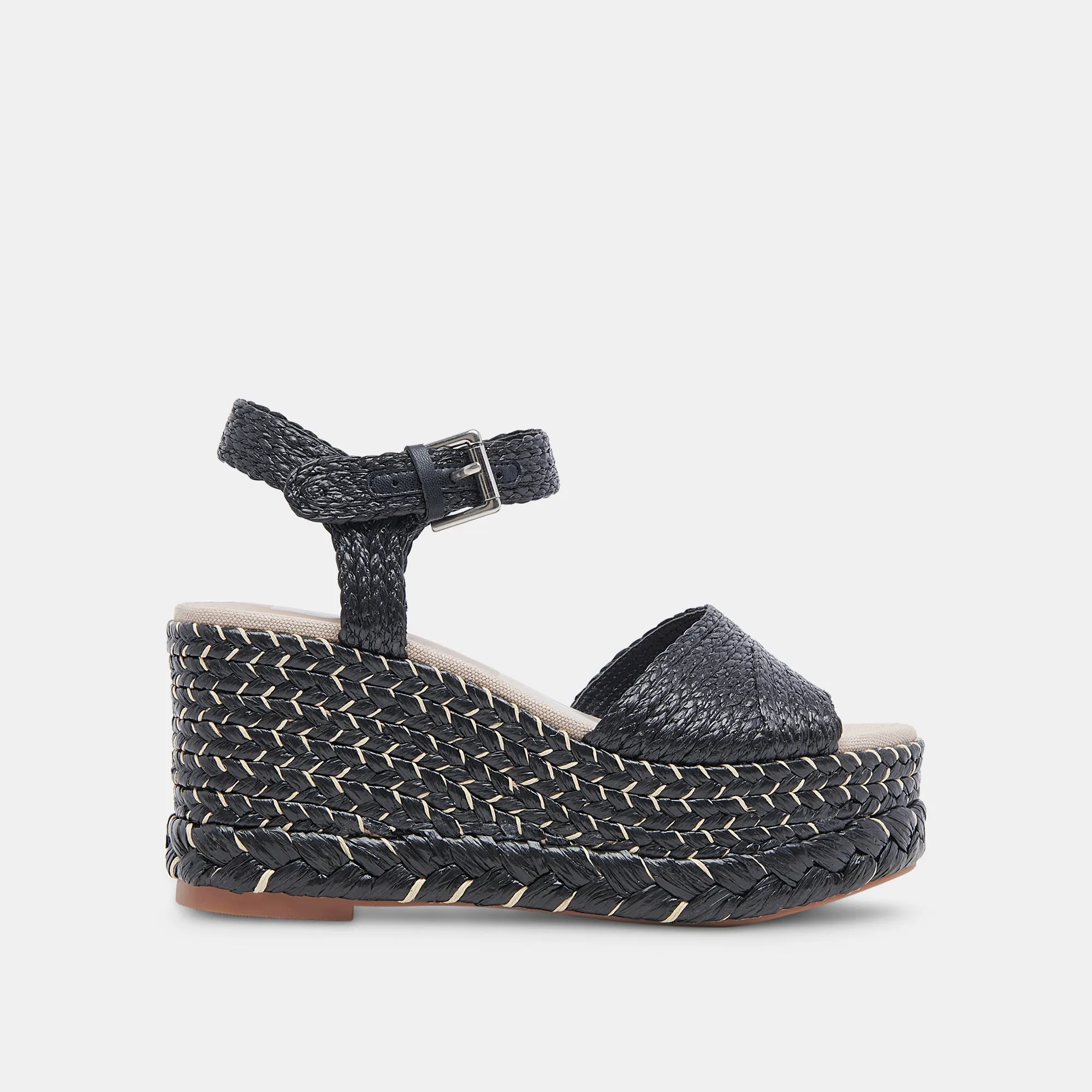 TIAGO WEDGES EN RAFFIA NOIR