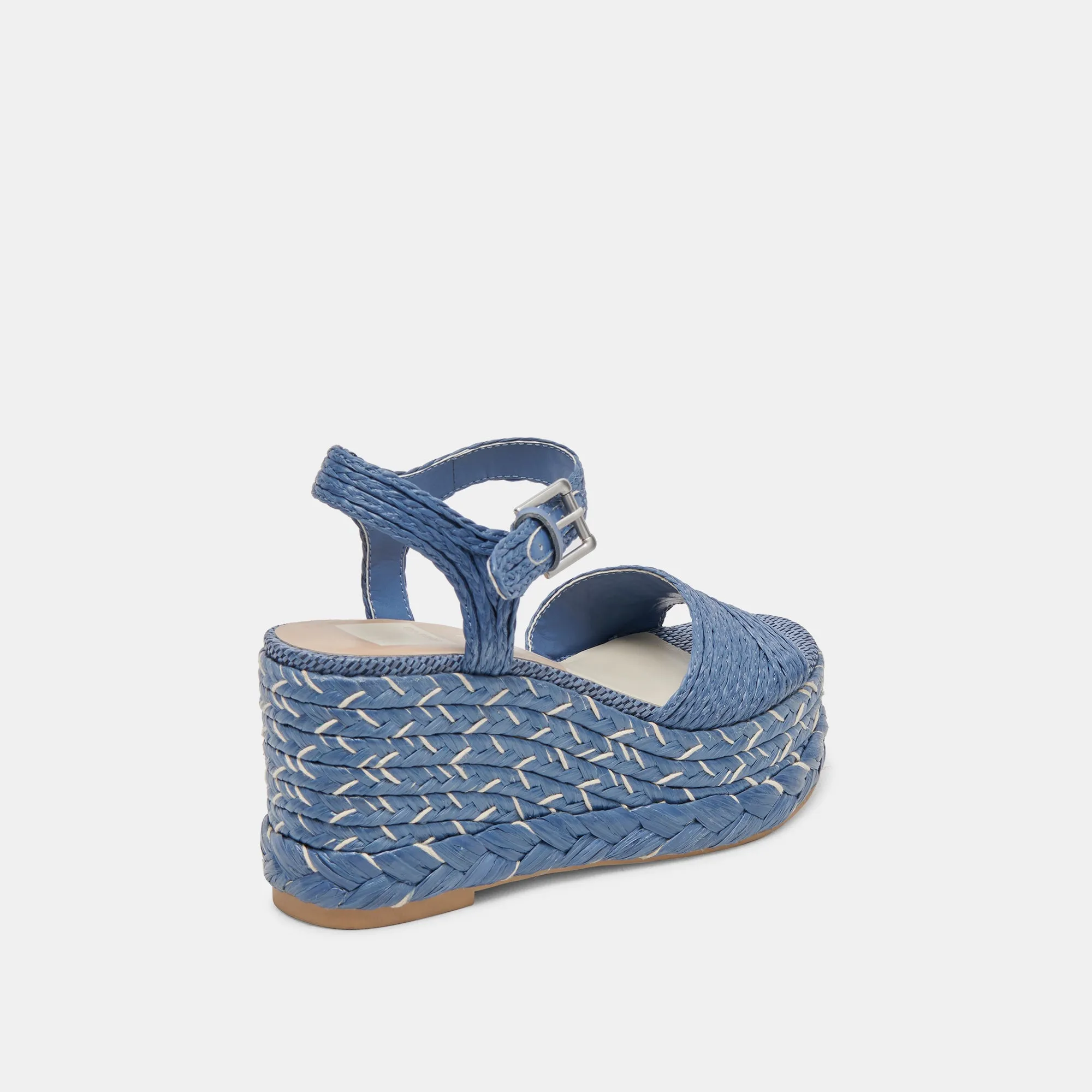 TIAGO WEDGES EN RAFFIA BLEU