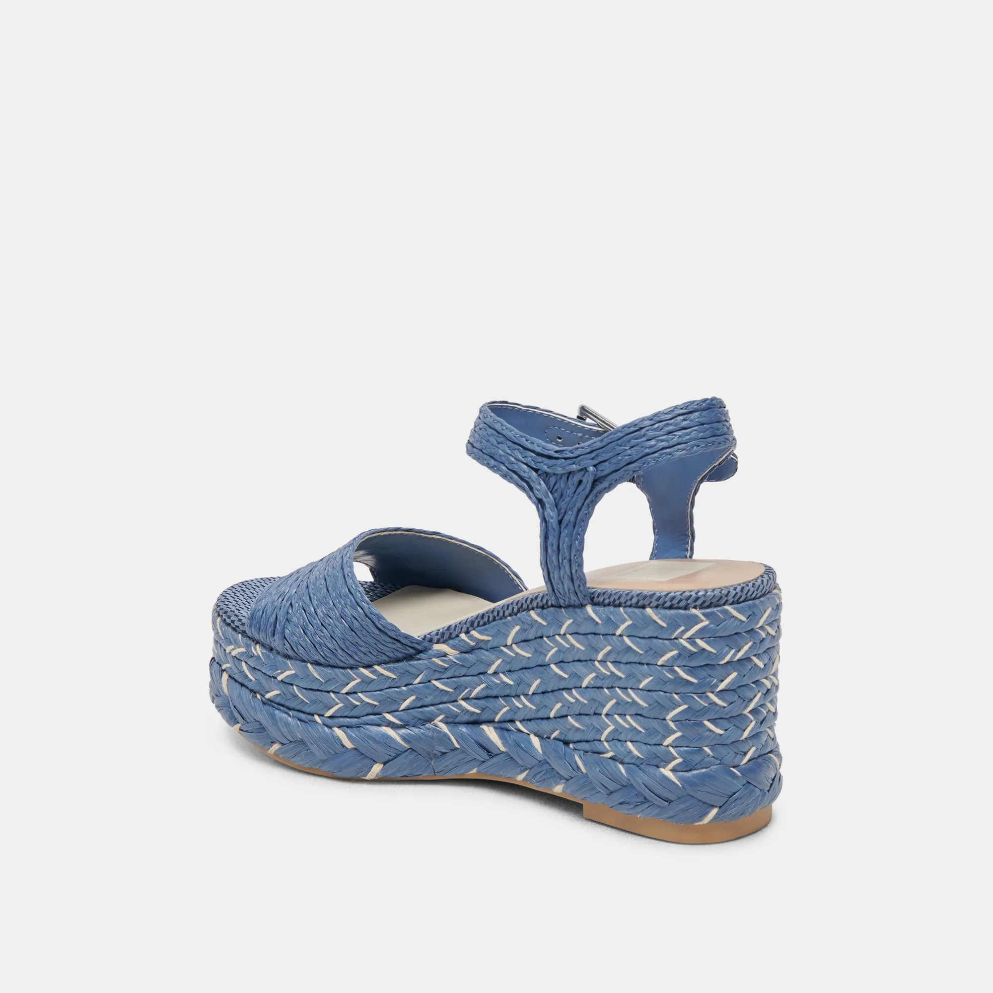 TIAGO WEDGES EN RAFFIA BLEU