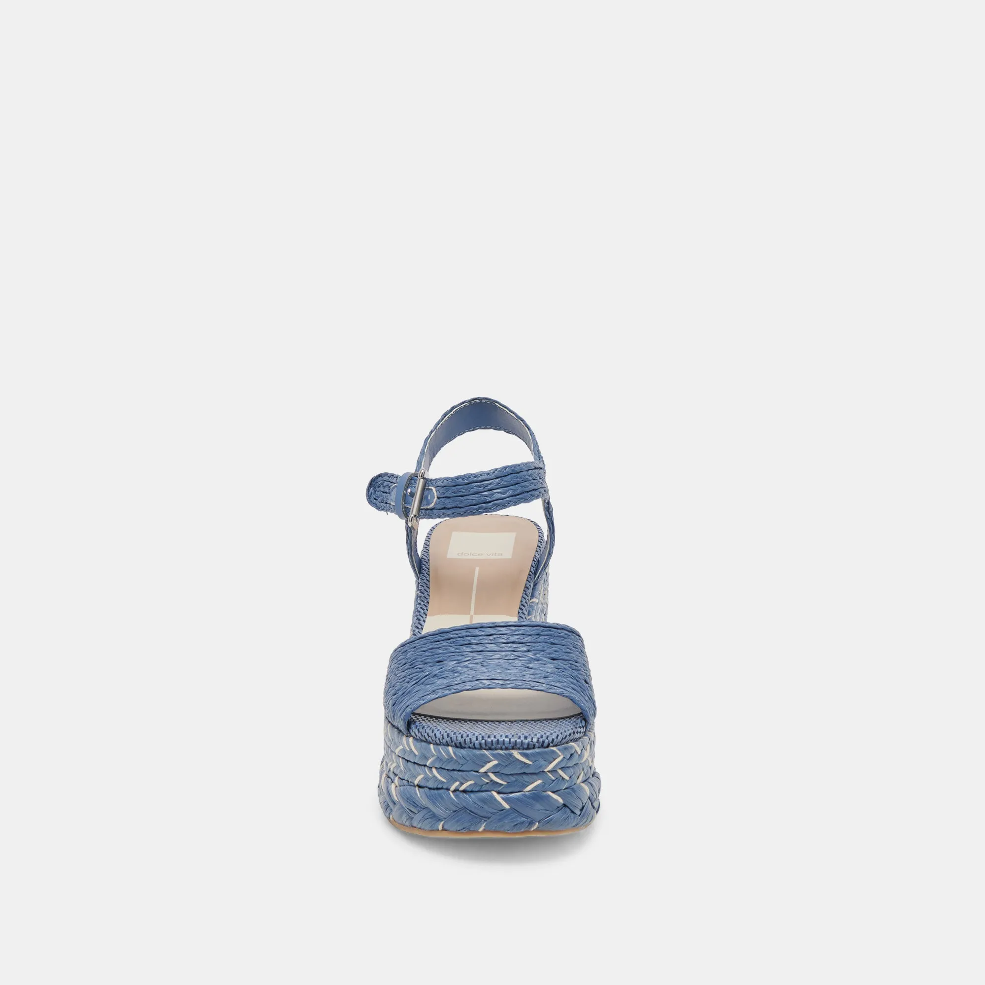TIAGO WEDGES EN RAFFIA BLEU