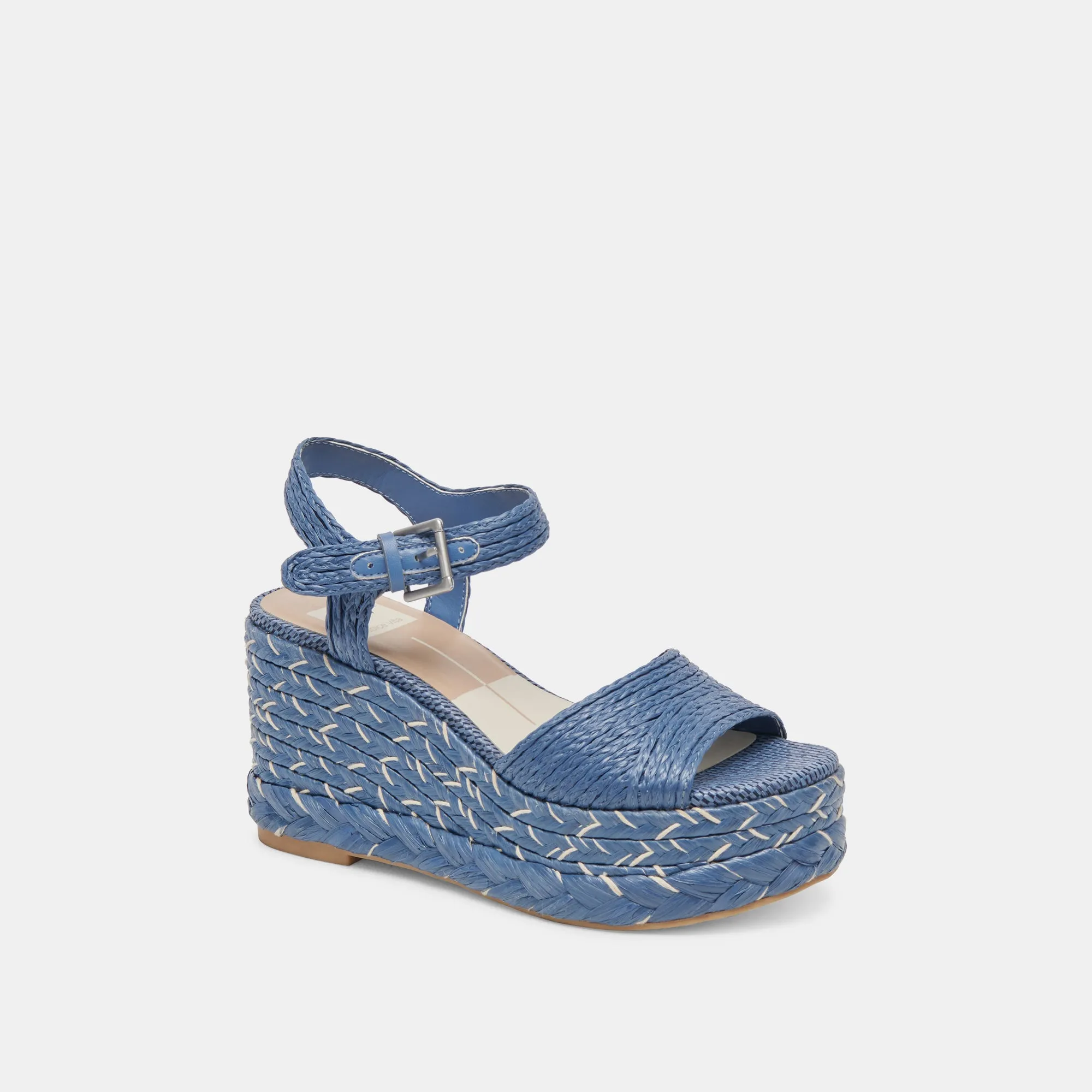 TIAGO WEDGES EN RAFFIA BLEU