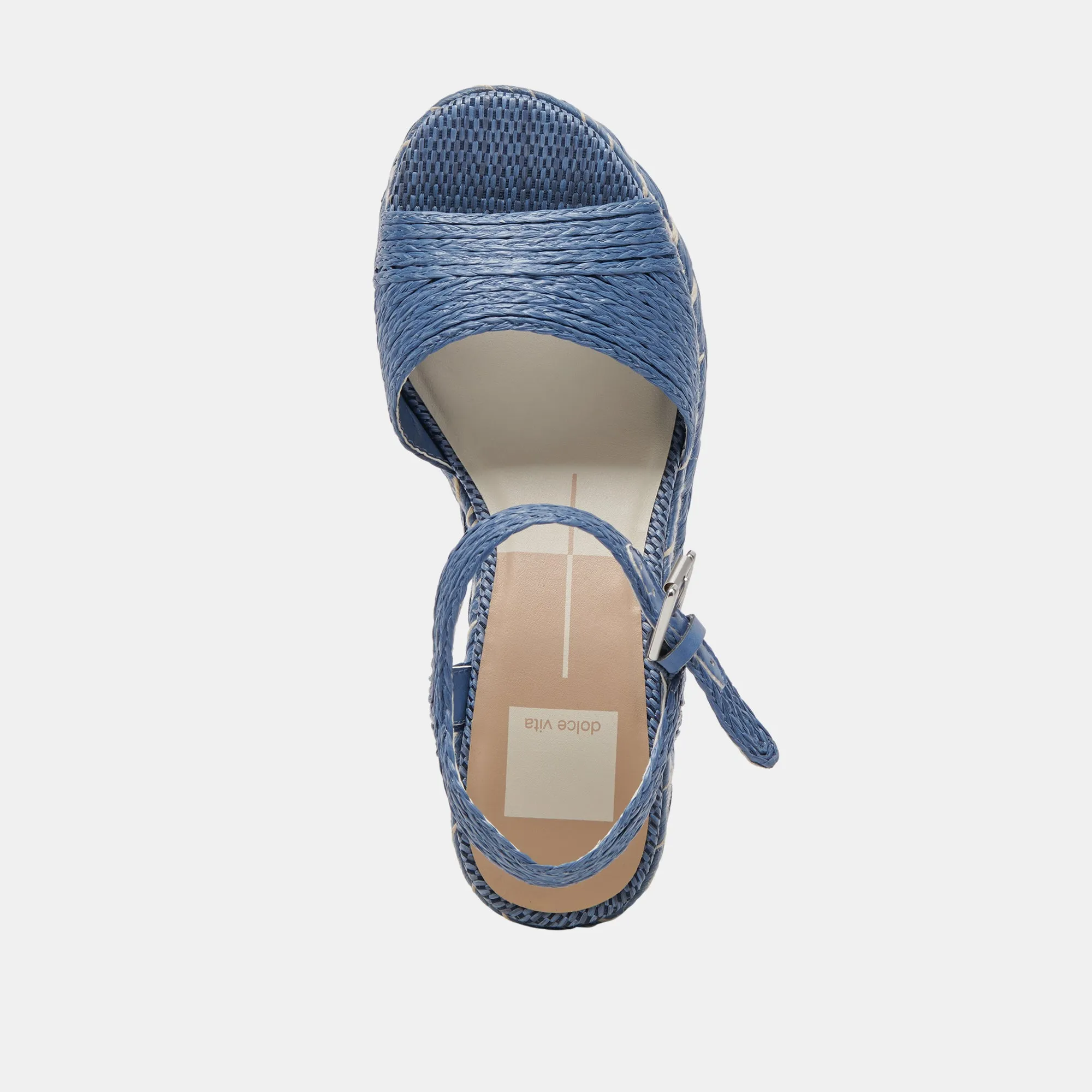 TIAGO WEDGES EN RAFFIA BLEU