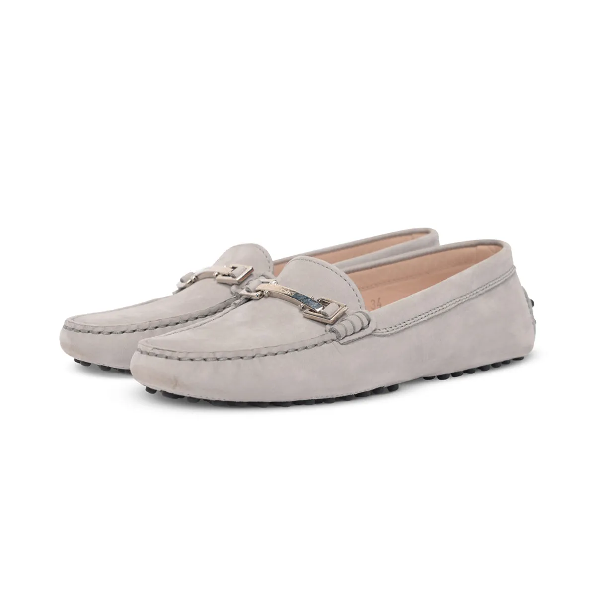 Tod's Mocassins plats Gommini en daim gris taille 34