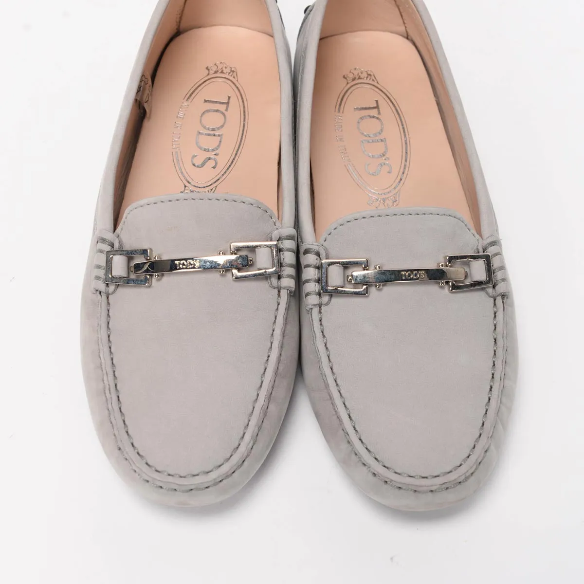 Tod's Mocassins plats Gommini en daim gris taille 34