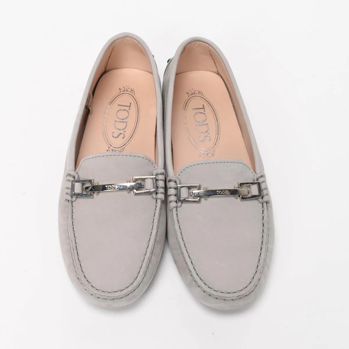 Tod's Mocassins plats Gommini en daim gris taille 34