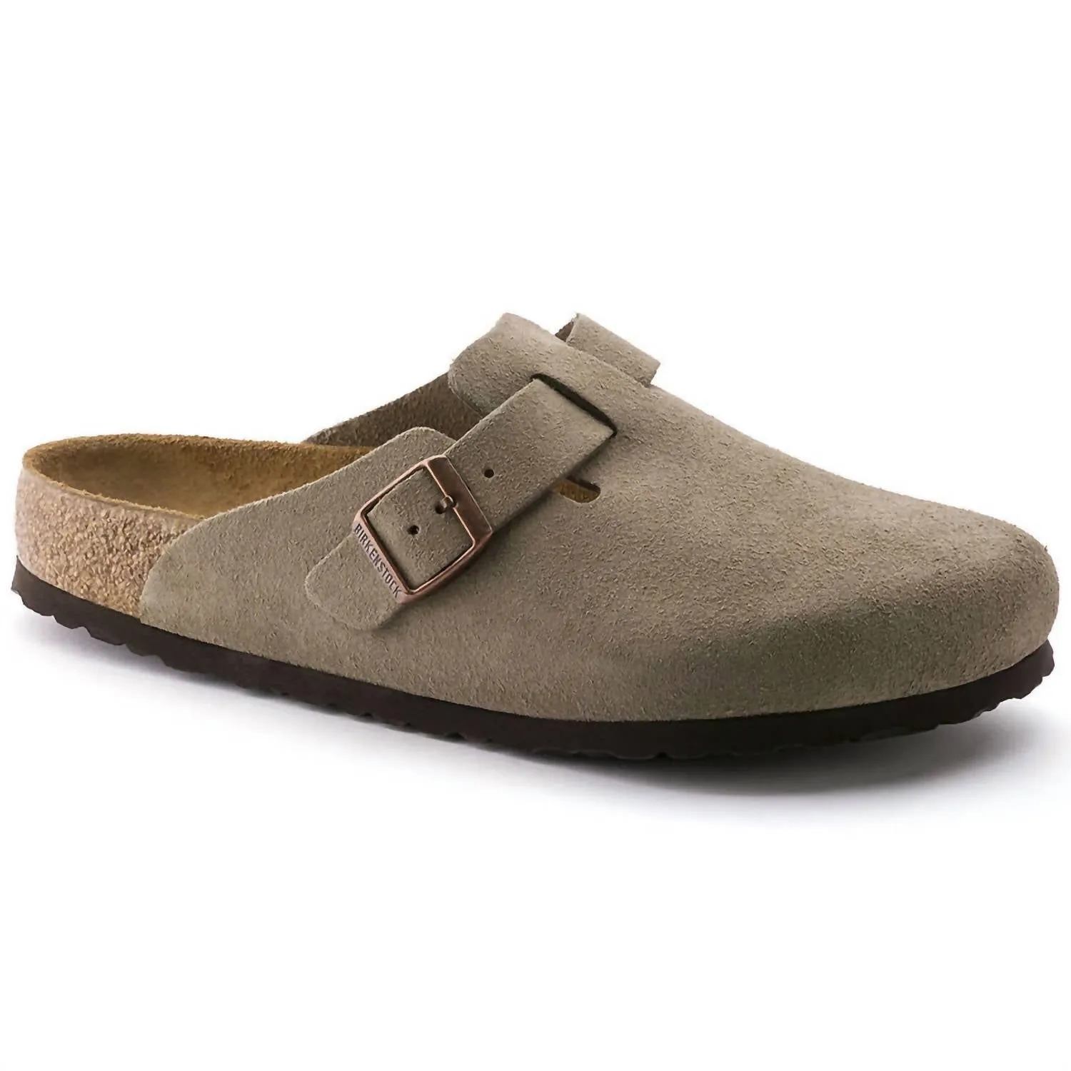 Chaussons unisexes Boston en daim avec semelle souple - Largeur standard/large en taupe