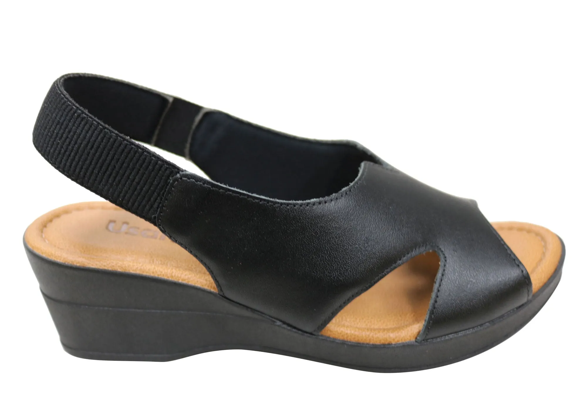 Sandales Plateforme Confort en Cuir pour Femme Usaflex Afton Fabriquées au Brésil Chaussures Usaflex