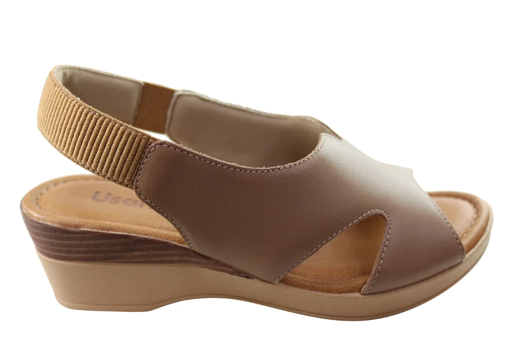 Sandales Plateforme Confort en Cuir pour Femme Usaflex Afton Fabriquées au Brésil Chaussures Usaflex