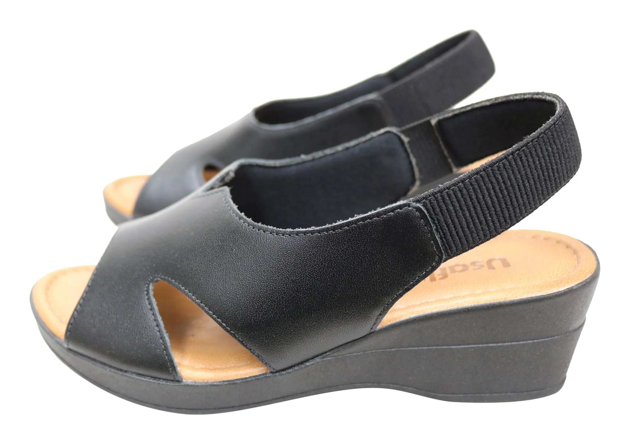 Sandales Plateforme Confort en Cuir pour Femme Usaflex Afton Fabriquées au Brésil Chaussures Usaflex