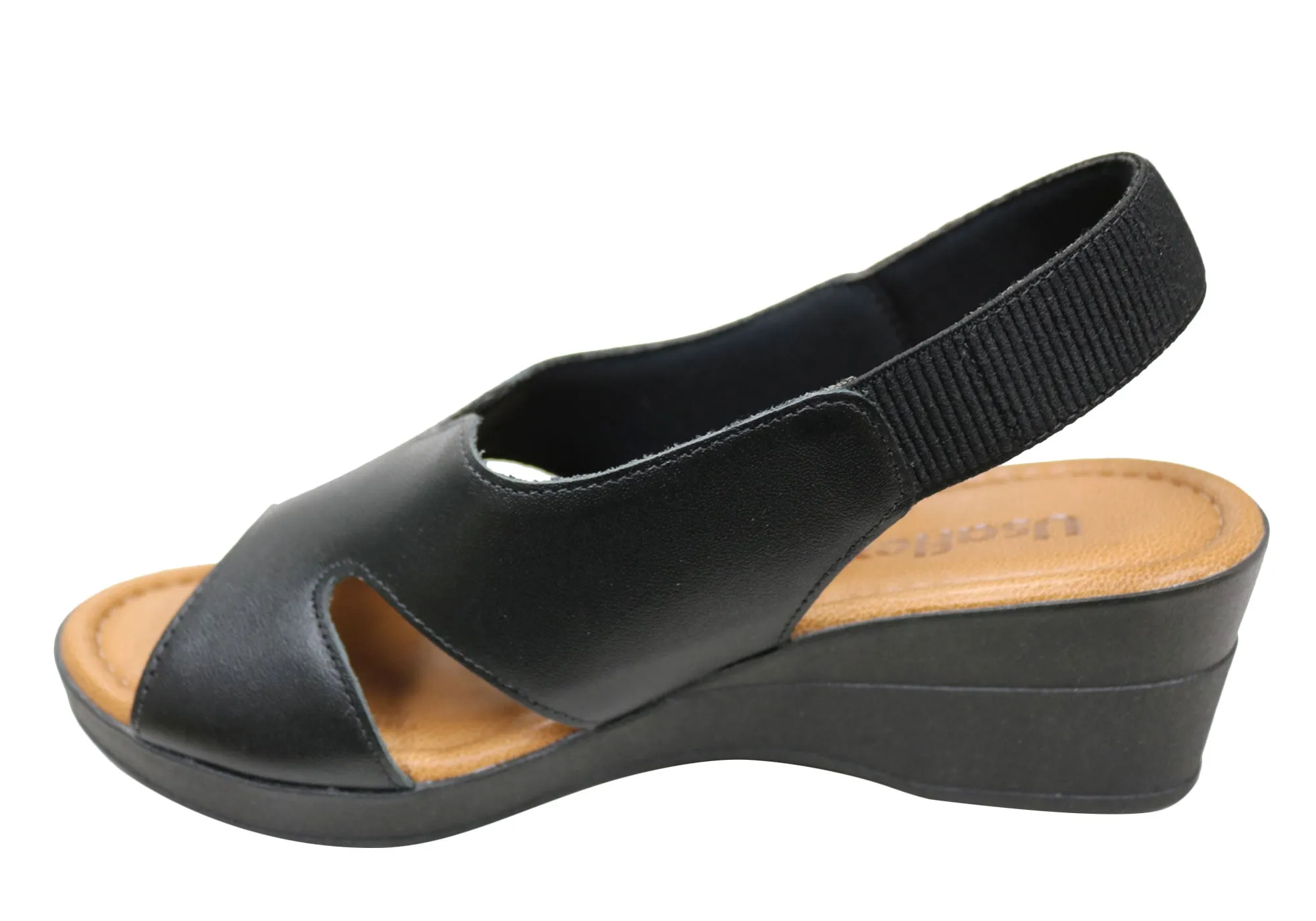 Sandales Plateforme Confort en Cuir pour Femme Usaflex Afton Fabriquées au Brésil Chaussures Usaflex